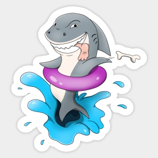 Funny Shark On Vacation Eating Tourist Sticker